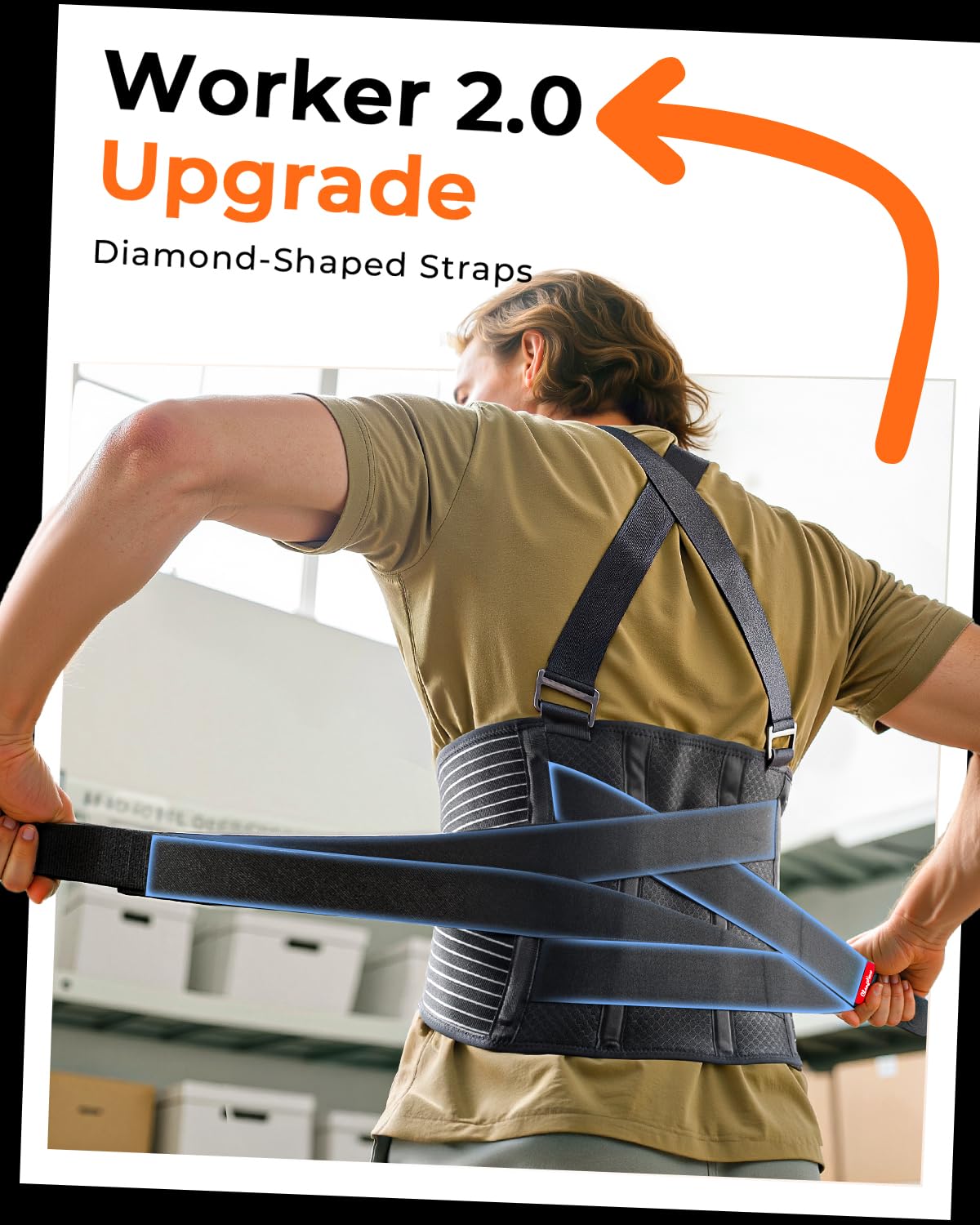 Ultra Breathable Work Back Brace for Men & Women [Upgraded Medical-Grade Support] Lower Back Support Belt with Removable Suspenders